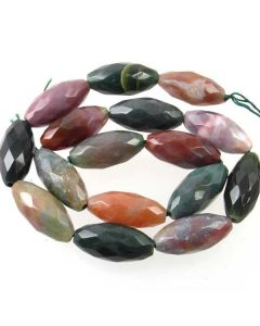 Fancy Jasper 12x25mm Faceted Rice Beads