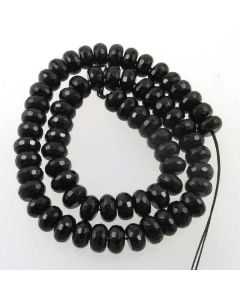 Black Onyx 6x10mm Faceted Rondelle Beads