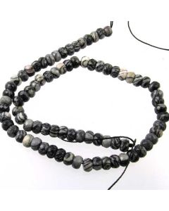 Black Veined Jasper 5x8mm Faceted Rondelle Beads