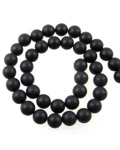 Black Onyx 10mm FROSTED Round Beads