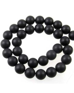 Black Onyx 12mm FROSTED Round Beads