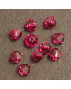  Swarovski® 4mm Fushia Bicone Xilion Cut Beads (Pack of 10)