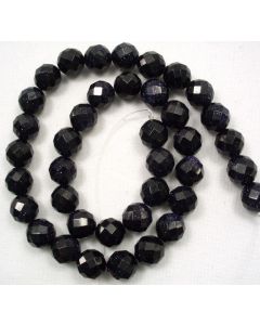 Blue Goldstone 10mm Faceted Round Beads
