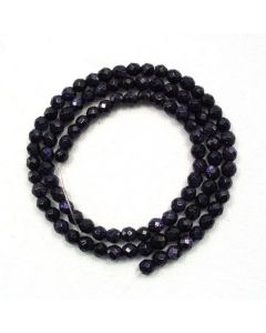 Blue Goldstone 4mm Faceted Round Beads