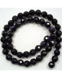 Blue Goldstone 8mm Faceted Round Beads