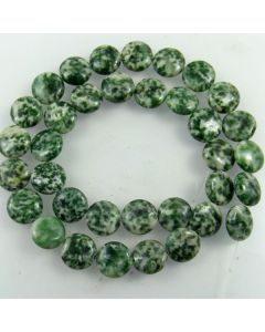 Green Spot Stone 12mm Coin Beads