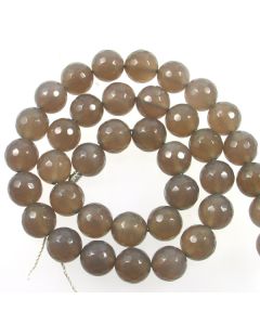 Grey Agate 10mm Faceted Round Beads