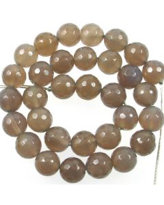 Grey Agate 12mm Faceted Round Beads