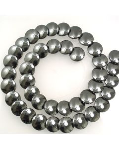 Hematite 12mm Flat Disco Beads