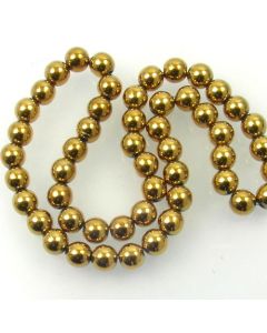 Hematite 10mm Plated Gold Colour Round Beads