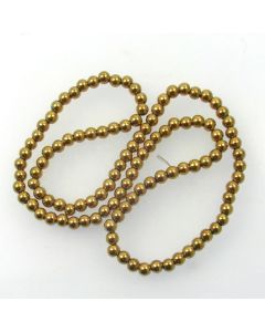 Hematite 4mm Plated Gold Colour Round Beads