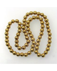 Hematite 6mm Plated Gold Colour Round Beads