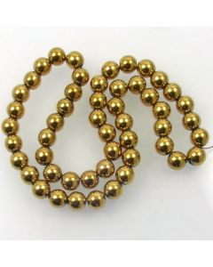 Hematite 8mm Plated Gold Colour Round Beads
