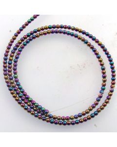 Hematite 2mm Plated Rainbow Colour Round Beads