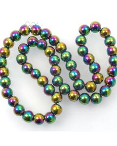 Hematite 8mm Plated Rainbow Colour Round Beads