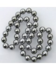 Hematite 10mm Plated Silver Colour Round Beads