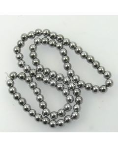 Hematite 6mm Plated Silver Colour Round Beads