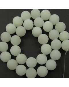White Jade 12mm FROSTED Round Beads