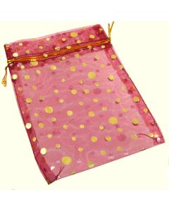 Organza Bags - Large Dark Red with Gold Spot (Pack of Ten)