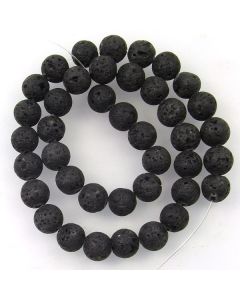 Lava Stone (Black) 10mm (Approx) Round Beads