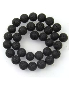 Lava Stone (Black) 12mm (Approx) Round Beads