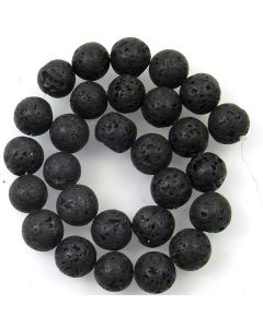 Lava Stone (Black) 14mm (Approx) Round Beads