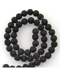 Lava Stone (Black) 8mm (Approx) Round Beads