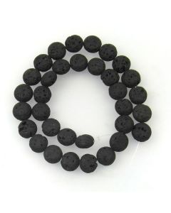 Lava Stone (Black) 12mm Coin Beads