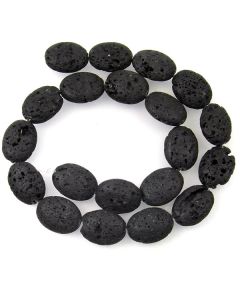 Lava Stone (Black) 15x20mm Oval Beads