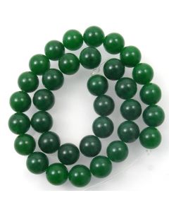 Malay Jade (Dyed Emerald Green Quartzite) 12mm Round Beads