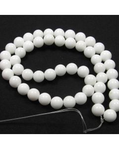 Mashan Jade (White) 8mm Round Beads 2