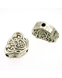 Tibetan 15x12x7mm 3-hole Bead (Pack 2) Silver Finish