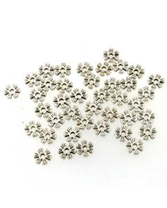 Tibetan 8x8x2mm Flower Bead Spacers (Pack 40) Silver Finish MB14