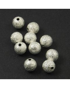Brass Stardust Effect Beads 8mm (Pack 10) Silver Finish