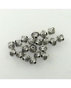 Tibetan 7x6mm Bead (Pack 20) Silver Finish