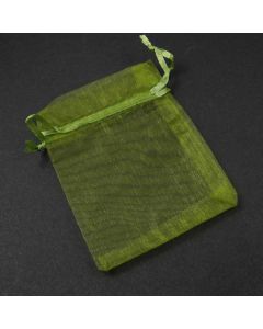 Organza Bags - Medium Plain Moss Green (Pack of Ten)