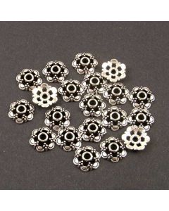 Tibetan 13.5mm Bead Cap (Pack 20) Silver Finish MB10