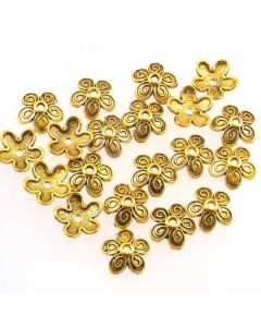 Tibetan 10mm Bead Cap (Pack 20) Gold Finish MGC03