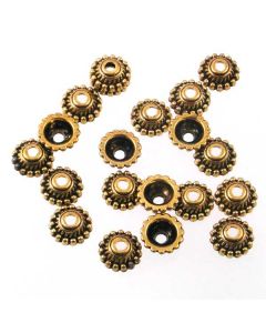 Tibetan 8mm approx Bead Cap (Pack 20) Gold Finish MGC08