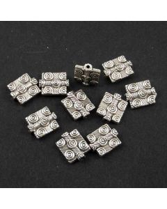 Tibetan 10x12x3mm Bead (Pack 10) Silver Finish MB11