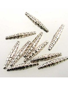 Tibetan 25x5mm Bead (Pack 10) Silver Finish MB091