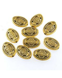 Tibetan 13x10x3mm Bead (Pack 10) Gold Finish MGB03