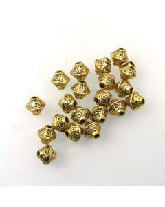 Tibetan 7x6mm Bead (Pack 20) Gold Finish MGB05