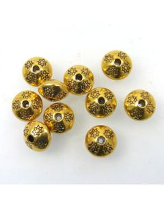 Tibetan 10.5 x 7.5mm Bead (Pack 10) Gold Finish MGB07