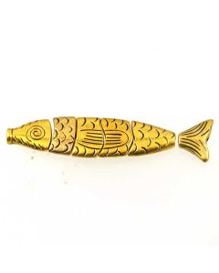 Tibetan 72x17x5mm Fish Bead (Pack 6 pieces) Gold Finish