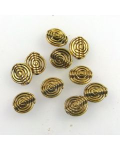 Tibetan 10x11x4mm Bead (Pack 10) Gold Finish
