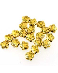 Tibetan 7x7x3mm Bead (Pack 30) Gold Finish