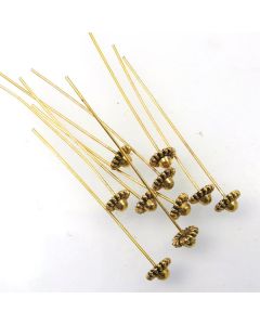 Tibetan Head Pin  (Pack 10) Gold Finish MGF03