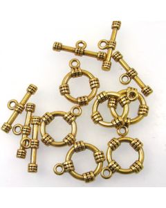 Tibetan Toggle Clasp (Pack 6) Gold Finish