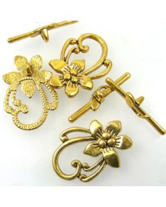 Tibetan Toggle Clasp (Pack 3) Gold Finish